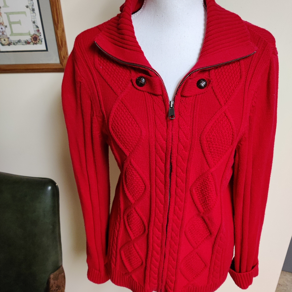 Christopher & Banks Vibrant Red Knit Sweater, Size Medium